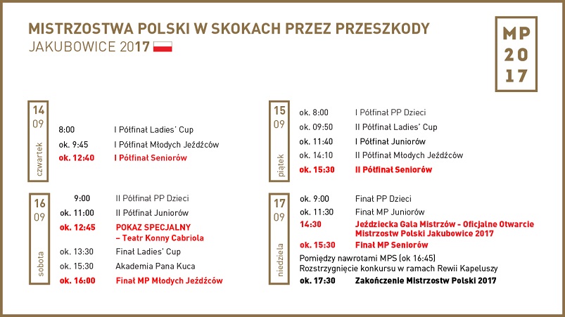program Mistrzostw Polski w skokach przez przeszkody 2017