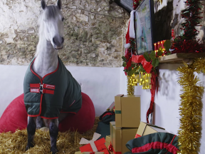 świąteczna reklama z końmi